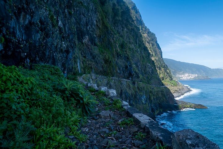 Sea cliffs and a coastal path above the Atlantic
